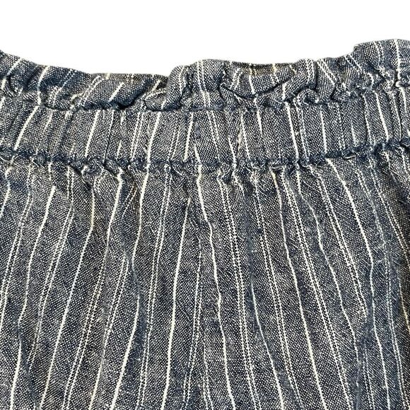 BEACH LUNCH LOUNGE Paperbag Pants Women's Large Blue White Striped Linen Blend - Picture 10 of 13